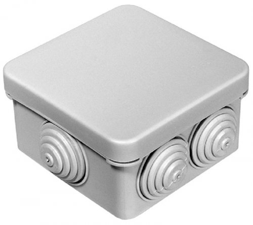 Коробка распределительная HF Промрукав 80x80x40мм (7 сальников) IP55 серый (105шт) картинка 